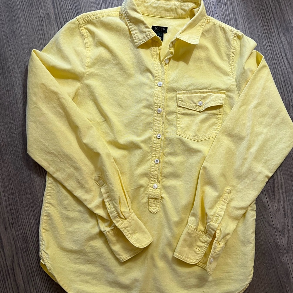 J. Crew Cotton Women’s Pale Yellow Long-Sleeve Button-Down Shirt